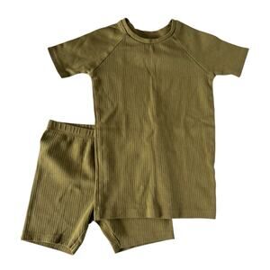 Colored Organics rib short sleeve pajamas - herb